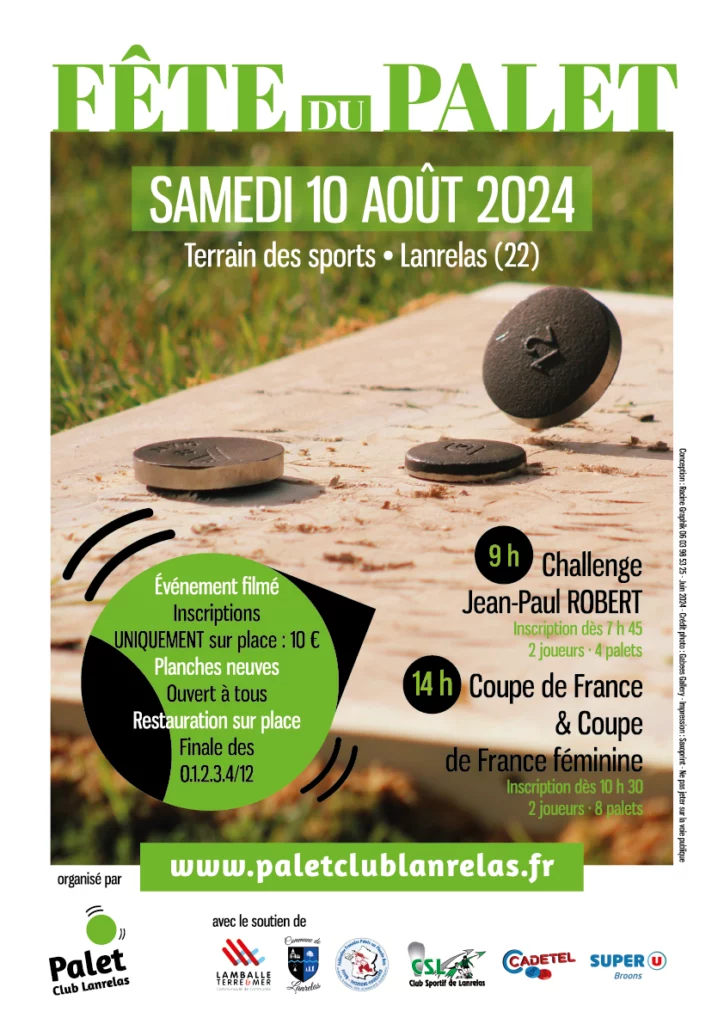 Affiche de la Fête du palet 2024du Palet Club de Lanrelas